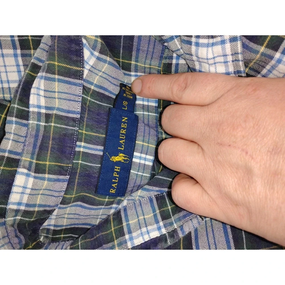 Polo Ralph Lauren mens large Plaid Button Down up Long Sleeve Oxford